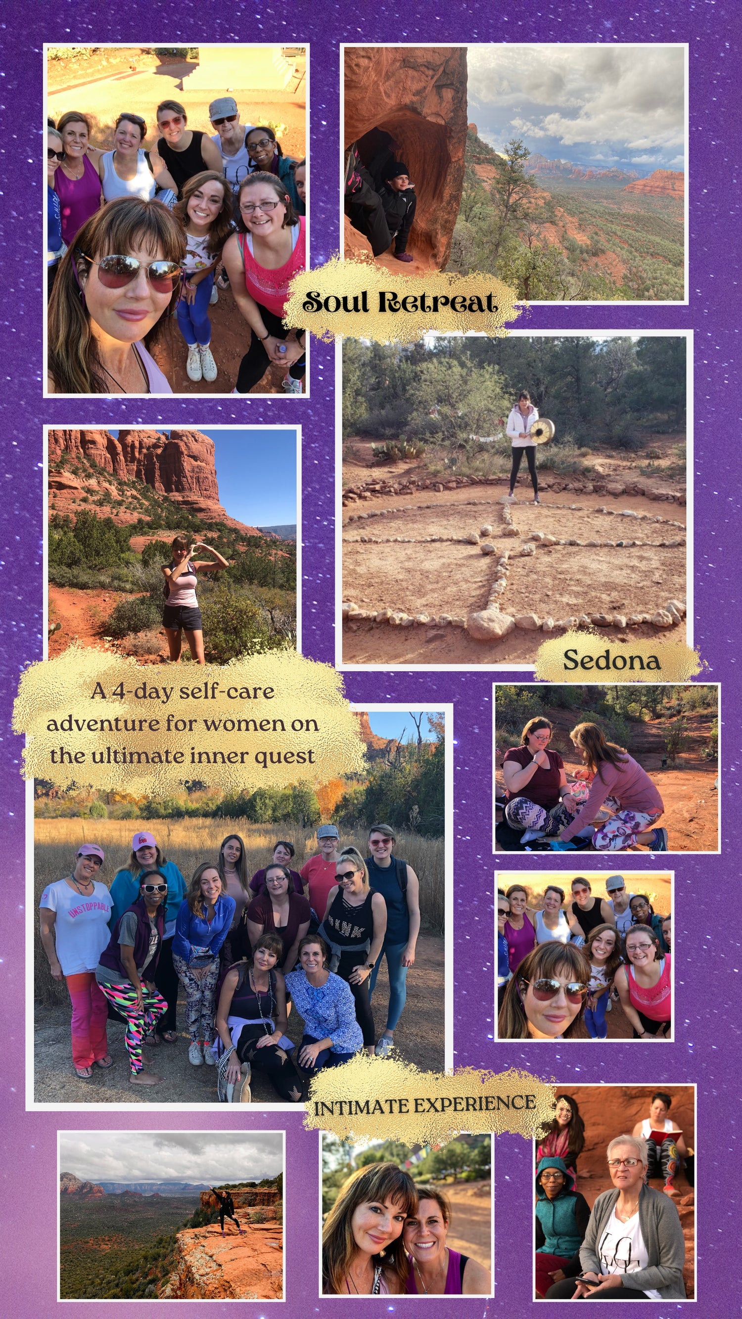 collage of pictures from previous sedona womens wellness retreat